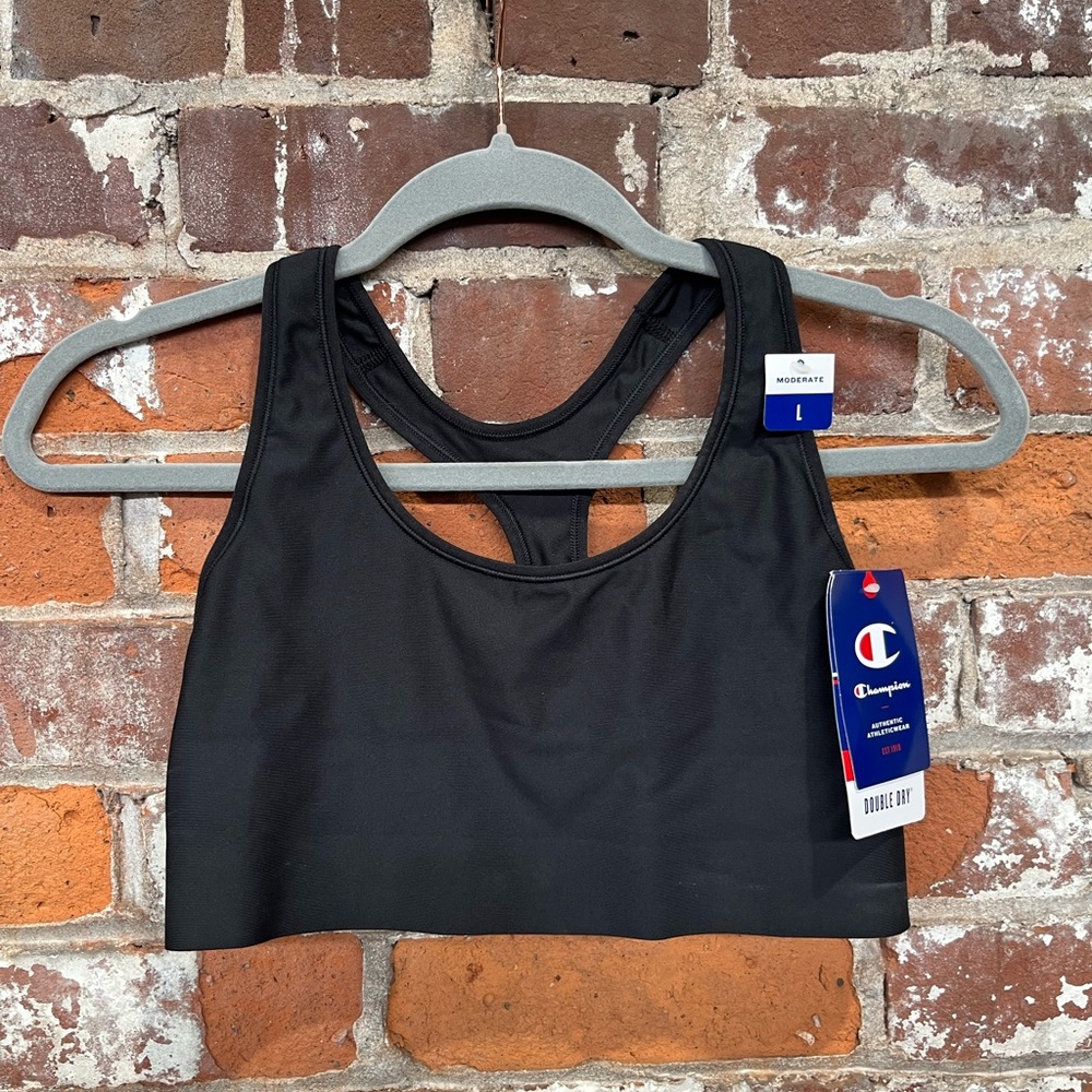 Black Champion Womens Racerback Sports Bra Sz  Large - Picture 2 of 5